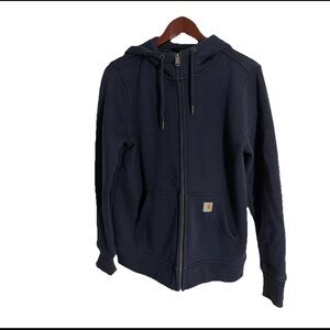 CARHARTT Relaxed Mid-Weight Zip Up Hooded Sweatshirt Navy Blue Women’s M 8-10
